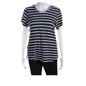 SEA NY Striped Cotton Fringe Back T-Shirt